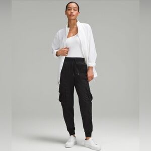Lululemon Dance Studio Relaxed-Fit Mid-Rise Cargo Jogger, Size M, Black.